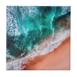 ブルー海ビーチモノグラム沿岸グラデーション海 タイル