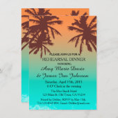 ブルー海ビーチリハーサル夕食招待状ビーチ2 招待状 (正面/裏面)