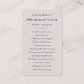 ブルー海ビーチ悔やみや弔慰葬儀記念カード 名刺 (裏面)