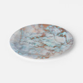 ブルー海ピンクブラシバラ金ゴールド結婚マーブルズVip ペーパープレート (アングル)