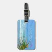 ブルー海ブリーズラゲッジタグとレザーストラップ ラゲッジタグ (正面縦)