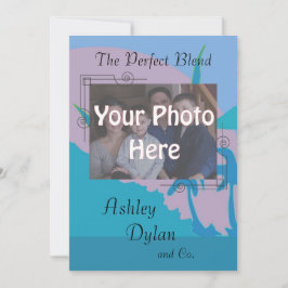 ブルー海ブレンド家族結婚写真 招待状