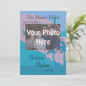 ブルー海ブレンド家族結婚写真 招待状 (スタンド正面)