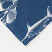 ブルー海マリンアニマルズパターンビーチハウス フリースブランケット (角)