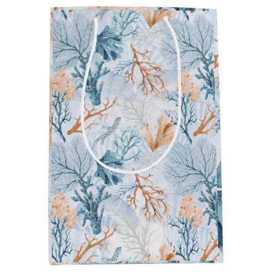 ブルー海マリンシーコーラル ミディアムペーパーバッグ (正面)