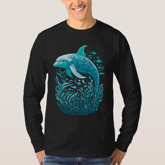 ブルー海ライフイルカ Tシャツ (正面)