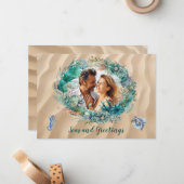 ブルー海リースクリスマスフォトカード ノートカード (正面/裏面インサイチュ)