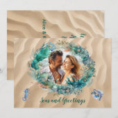 ブルー海リースクリスマスフォトカード ノートカード (正面/裏面)