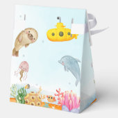 ブルー海動物航海の海洋ベビーシャワー フェイバーボックス (裏面)