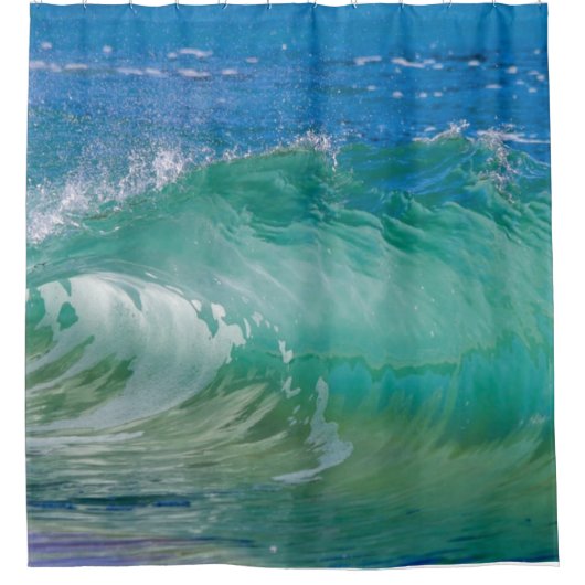 ブルー海夏ビーチ波 シャワーカーテン (正面)