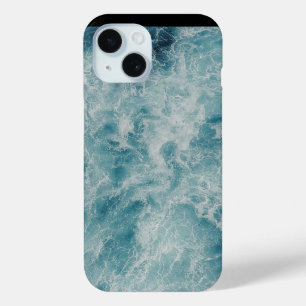 ブルー海夏ビーチ波 iPhone 15ケース