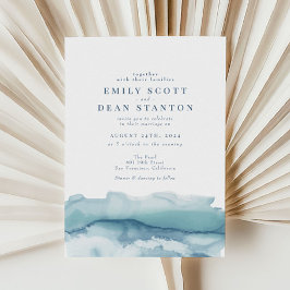 ブルー海水彩結婚式招待状 招待状