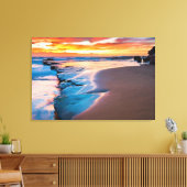 ブルー海油彩画プリント 包まれた キャンバスプリント (インサイチュ (リビング))