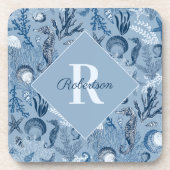 ブルー海沿岸モノグラム コースター (正面)