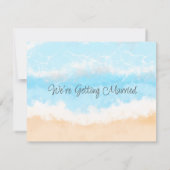 ブルー海沿岸結婚式の日付を保存 招待状 (裏面)