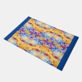 ブルー海波お洒落海洋抽象芸術アートおもしろい ドアマット (アングル)