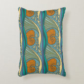 ブルー海波ナウチラスシーシェルパターン新しい アクセントクッション (正面(垂直))