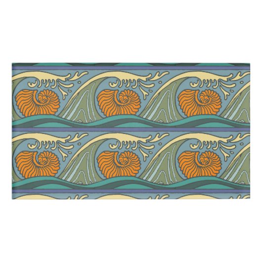 ブルー海波ナウチラスシーシェルパターン新しい 名札 (正面)