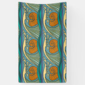 ブルー海波ナウチラスシーシェルパターン新しい 横断幕 (縦)