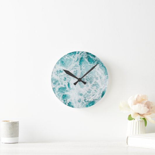 ブルー海波形アクリル壁時計 ラウンド壁時計 (ホーム)
