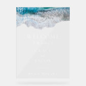 ブルー海波熱帯ビーチ結婚式へようこそ アクリルサイン (正面)