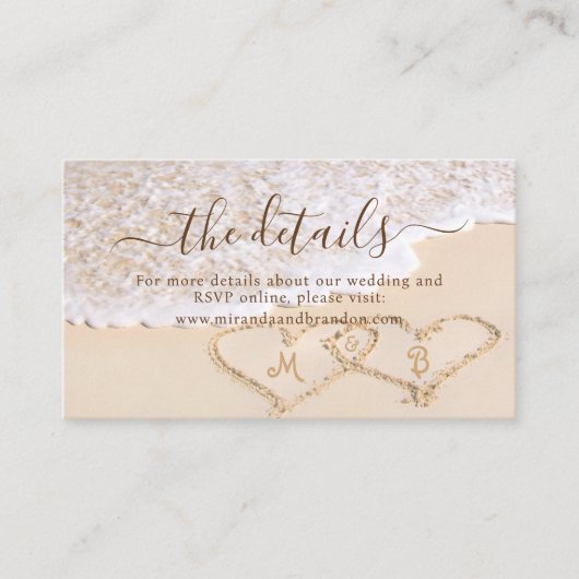 ブルー海波熱帯ビーチ結婚式サイト エンクロージャーカード (正面)