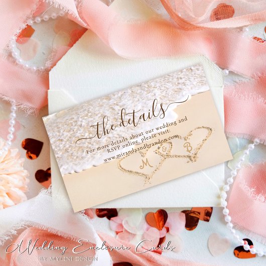 ブルー海波熱帯ビーチ結婚式サイト エンクロージャーカード