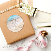 ブルー海波熱帯ビーチ結婚式サンキュー ラウンドシール