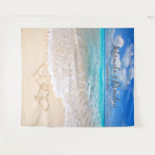 ブルー海波熱帯ビーチ結婚式背景 タペストリー (正面(横))