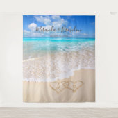 ブルー海波熱帯ビーチ結婚式背景 タペストリー (正面)