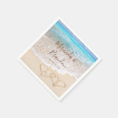 ブルー海波熱帯ビーチ結婚式 スタンダードカクテルナプキン (角)