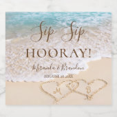 ブルー海波熱帯ビーチ結婚式 スパークリングワインラベル (シングルラベル)