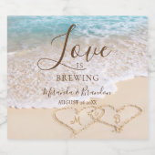 ブルー海波熱帯ビーチ結婚式 ビールラベル (シングルラベル)