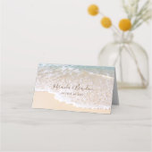 ブルー海波熱帯ビーチ結婚式 プレイスカード (裏面)