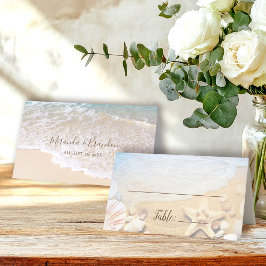 ブルー海波熱帯ビーチ結婚式 プレイスカード