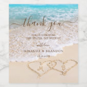 ブルー海波熱帯ビーチ結婚式 ワインラベル (シングルラベル)