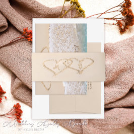 ブルー海波熱帯ビーチ結婚式 招待状ベリーバンド