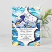 ブルー海波赤ちゃんシャワー 招待状 (スタンド正面)