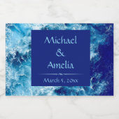 ブルー海結婚ウォーターきらめくミニワインラベル スパークリングワインラベル (シングルラベル)