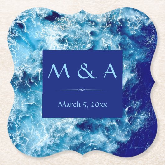 ブルー海結婚ウォーターズ紙コースター ペーパーコースター (正面)