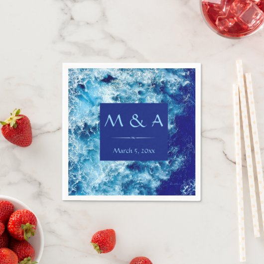 ブルー海結婚ウォーターズ スタンダードカクテルナプキン (インサイチュ)