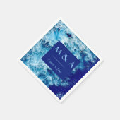 ブルー海結婚ウォーターズ スタンダードカクテルナプキン (角)