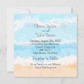 ブルー海結婚コーストエレガント 招待状 (裏面)