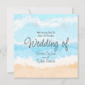 ブルー海結婚コーストエレガント 招待状 (正面)