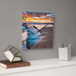 ブルー海金ゴールドキリスト教信仰 スクエア壁時計