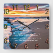 ブルー海金ゴールドキリスト教信仰 スクエア壁時計 (正面)