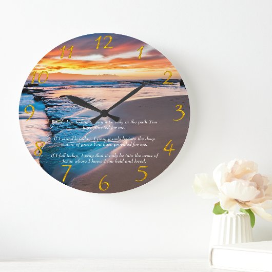 ブルー海金ゴールドキリスト教信仰 ラージ壁時計