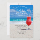 ブルー海&サンディビーチコクテールブライダルシャワー 招待状 (正面)