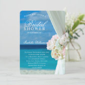ブルー海&サンディビーチフラワーズブライダルシャワー 招待状 (スタンド正面)