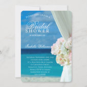 ブルー海&サンディビーチフラワーズブライダルシャワー 招待状 (正面)